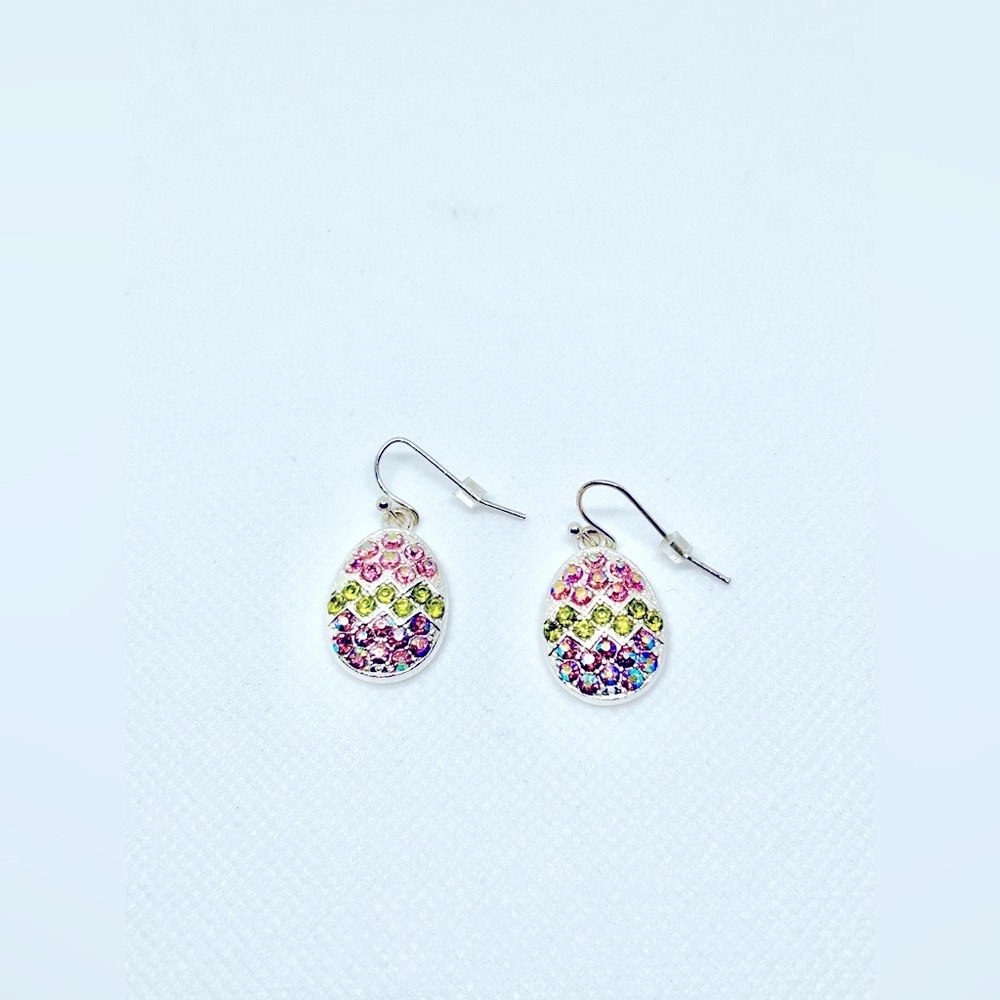 Easter Egg Rhinestone Drop Dangle Earrings